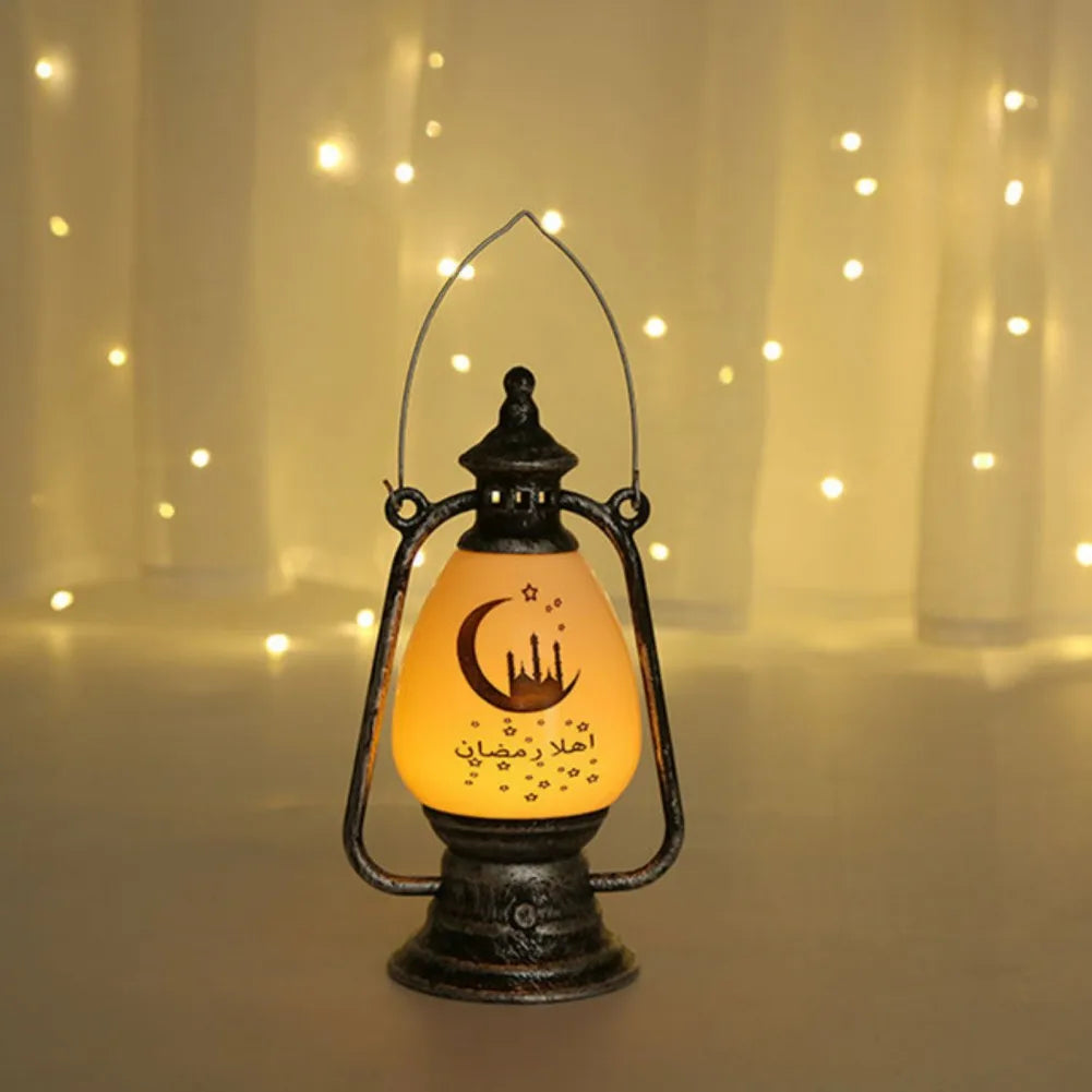 LED Eid Mubarak Lantern Lamp DIY Hanging Candle