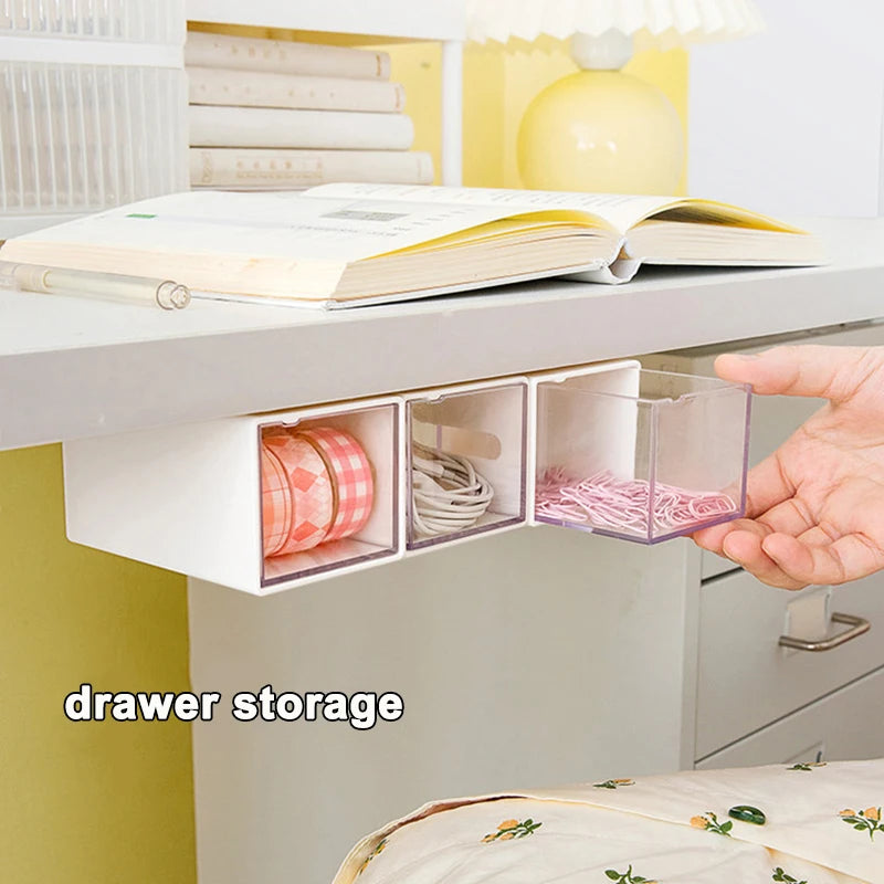 Wall Mounted Storage Box Bathroom Cosmetic Cotton Swabs Jewelry Storage Box Home Office Sundries Clips Hairpin Drawer Storage