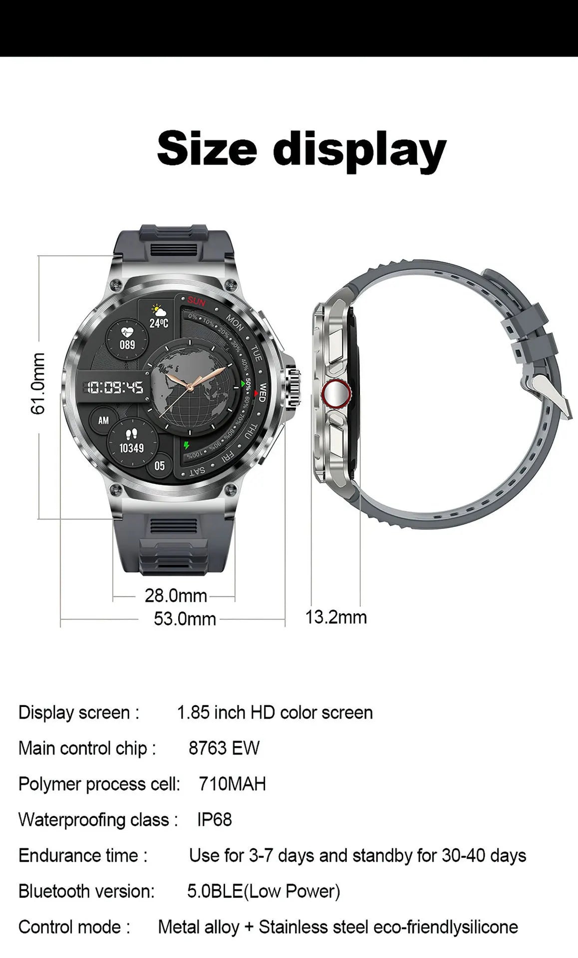 2025 SmartWatch 1.85-Inch Bluetooth Call IPS Large Screen, Heart Rate, Blood Oxygen, Multi Sports, Waterproof Smart Watch