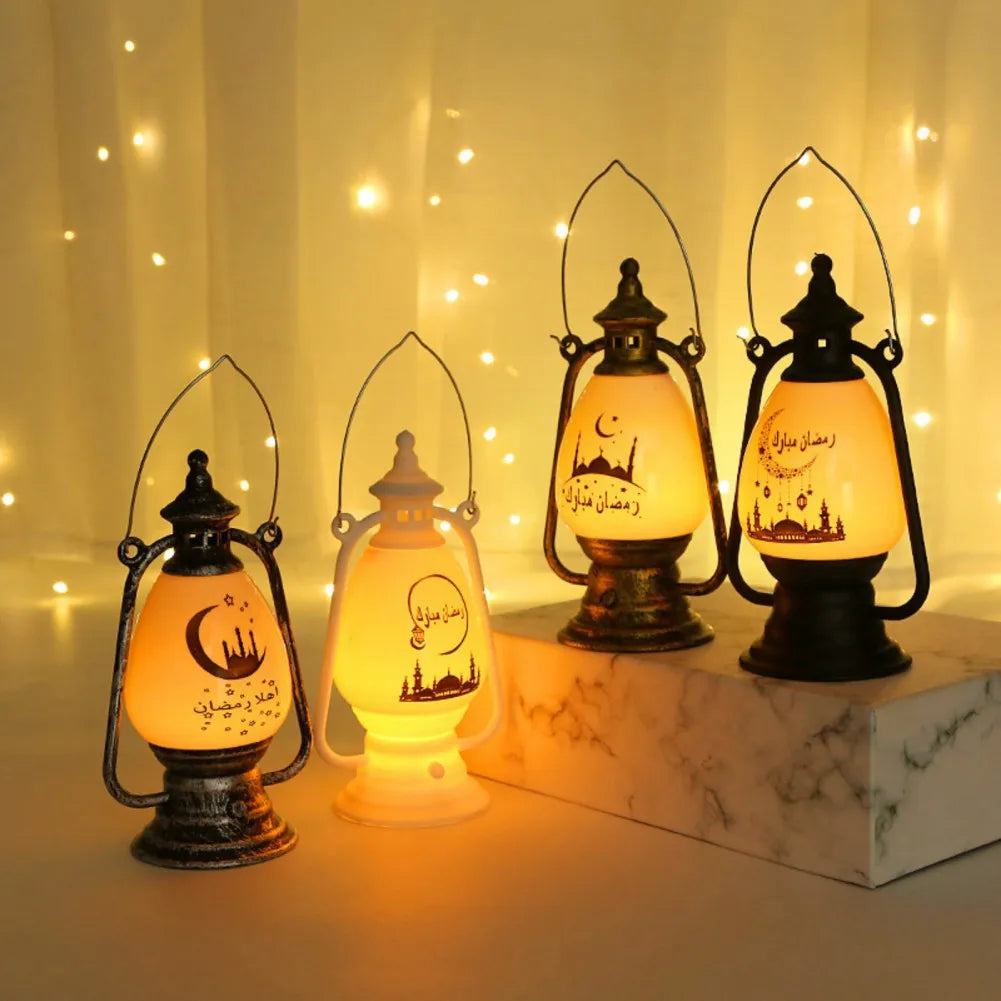 LED Eid Mubarak Lantern Lamp DIY Hanging Candle