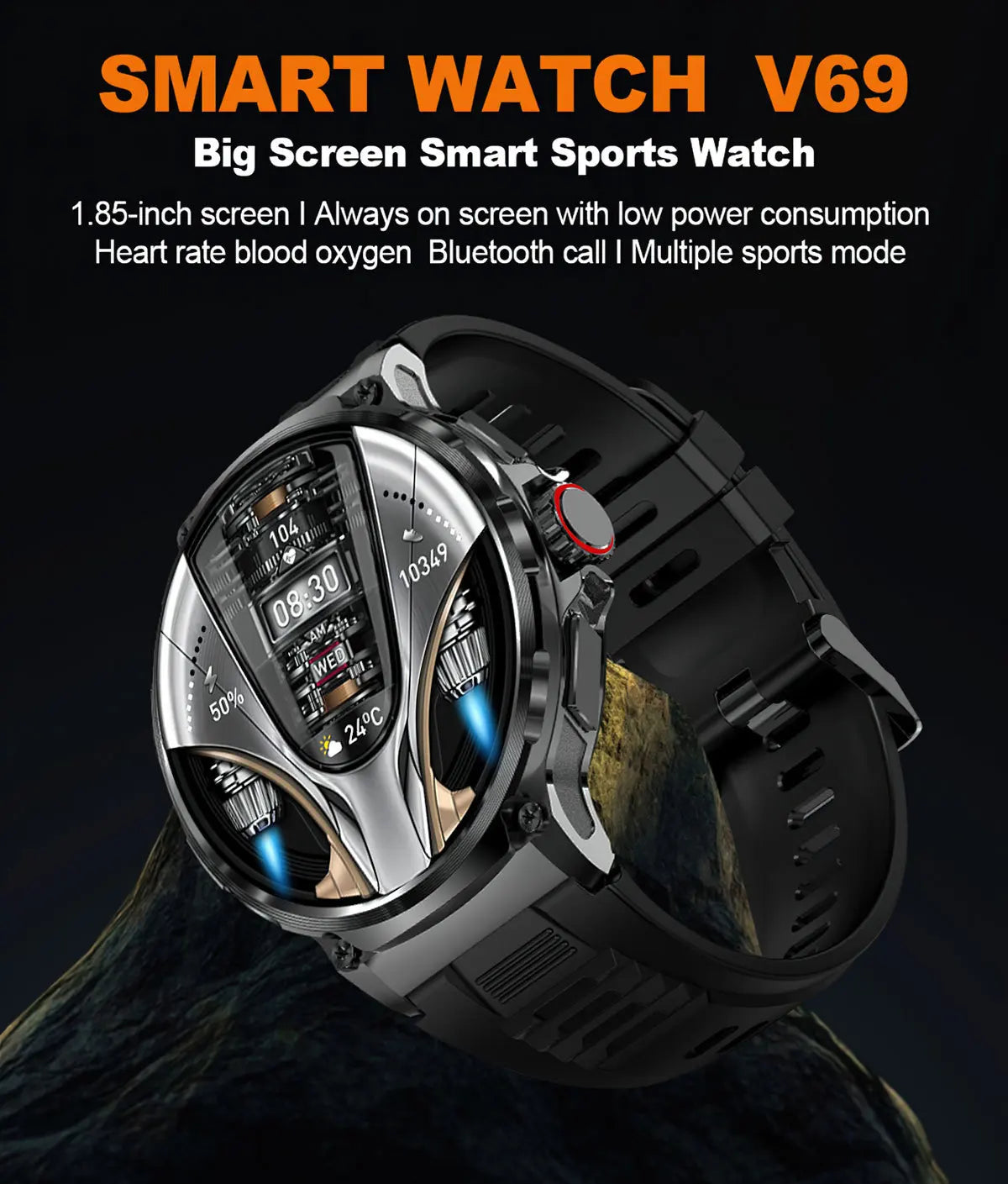 2025 SmartWatch 1.85-Inch Bluetooth Call IPS Large Screen, Heart Rate, Blood Oxygen, Multi Sports, Waterproof Smart Watch