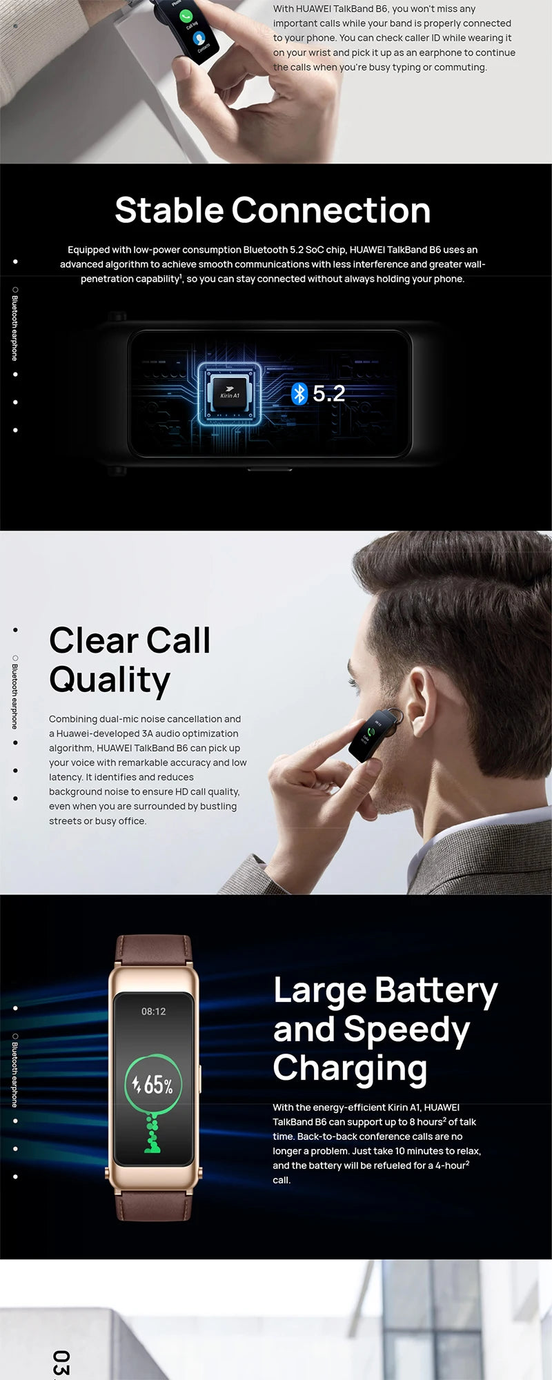 B7 Headset Wristband 1.53 Inch AMOLED Touch Screen Heart Rate Blood Oxygen Monitoring Smart Sports Bracelet Smart Watch