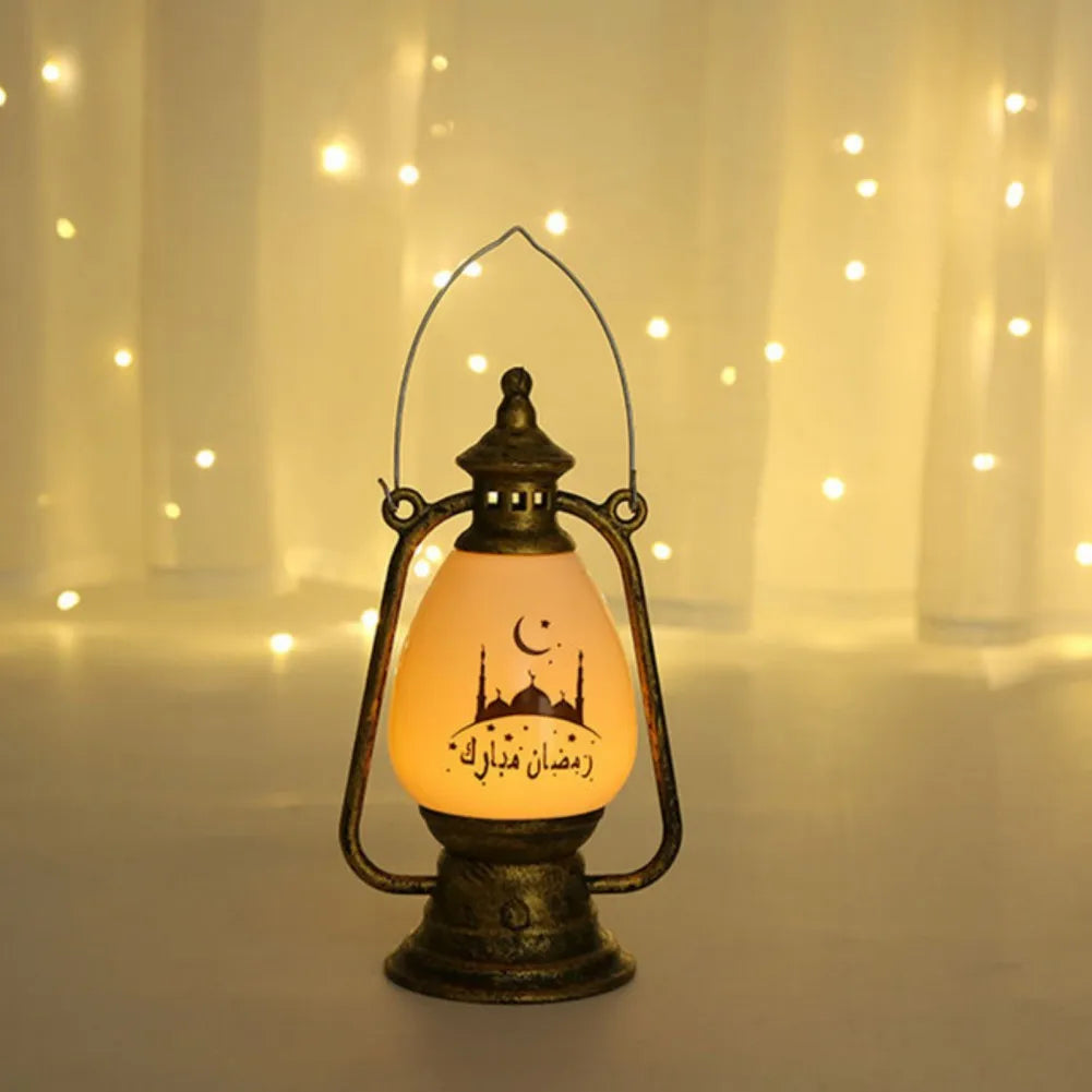 LED Eid Mubarak Lantern Lamp DIY Hanging Candle