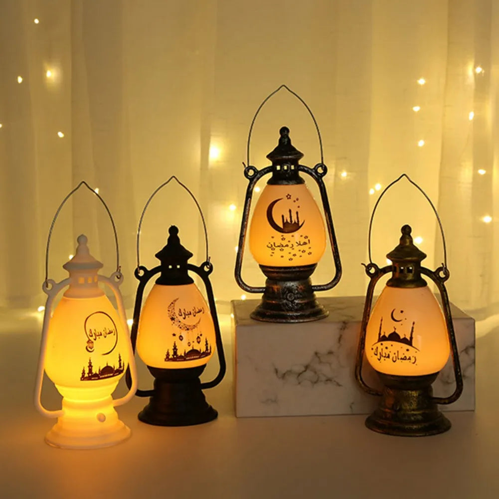 LED Eid Mubarak Lantern Lamp DIY Hanging Candle