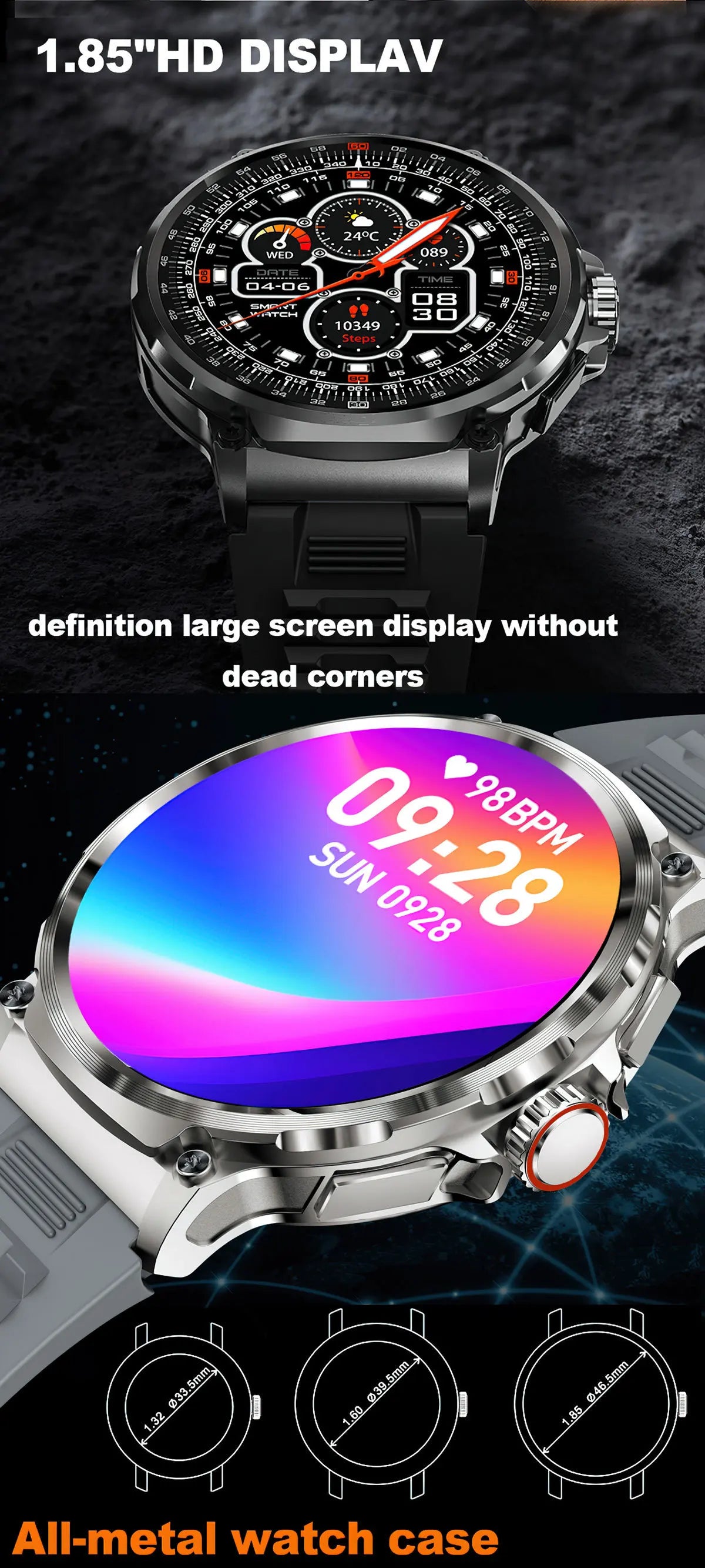 2025 SmartWatch 1.85-Inch Bluetooth Call IPS Large Screen, Heart Rate, Blood Oxygen, Multi Sports, Waterproof Smart Watch