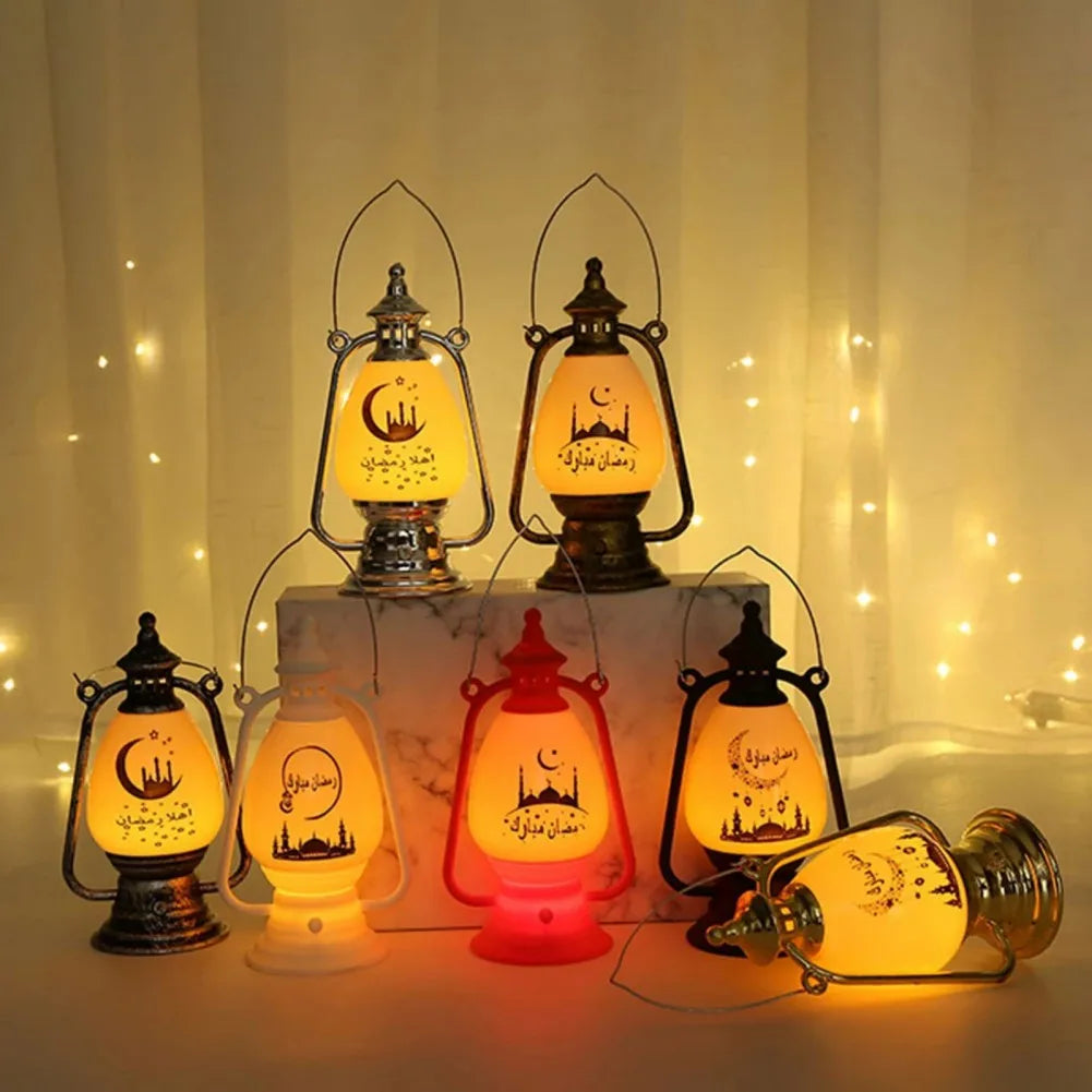 LED Eid Mubarak Lantern Lamp DIY Hanging Candle