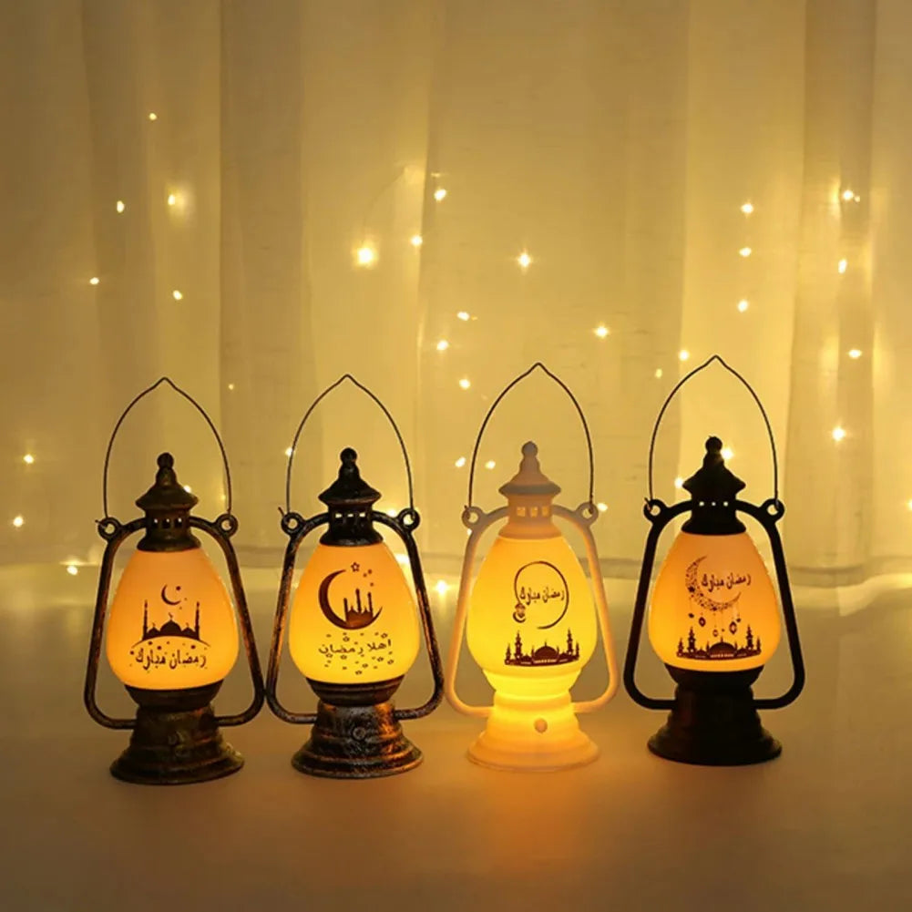 LED Eid Mubarak Lantern Lamp DIY Hanging Candle