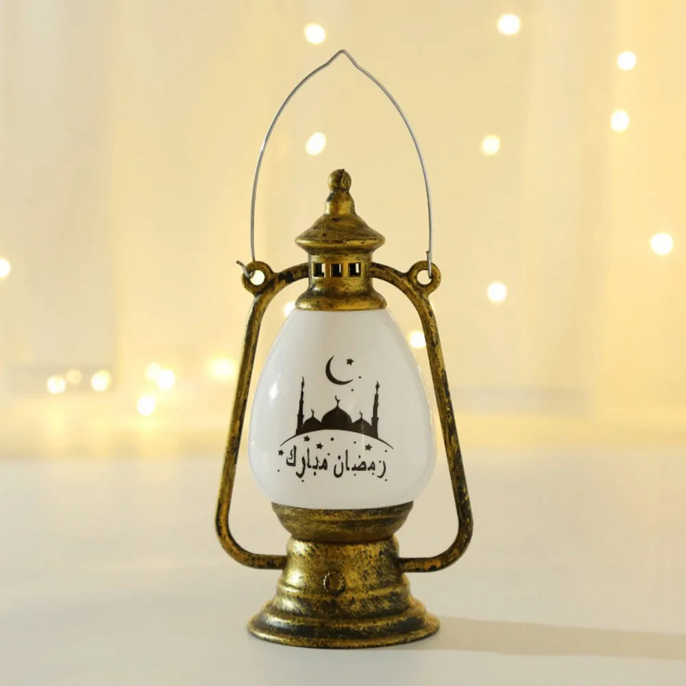 LED Eid Mubarak Lantern Lamp DIY Hanging Candle